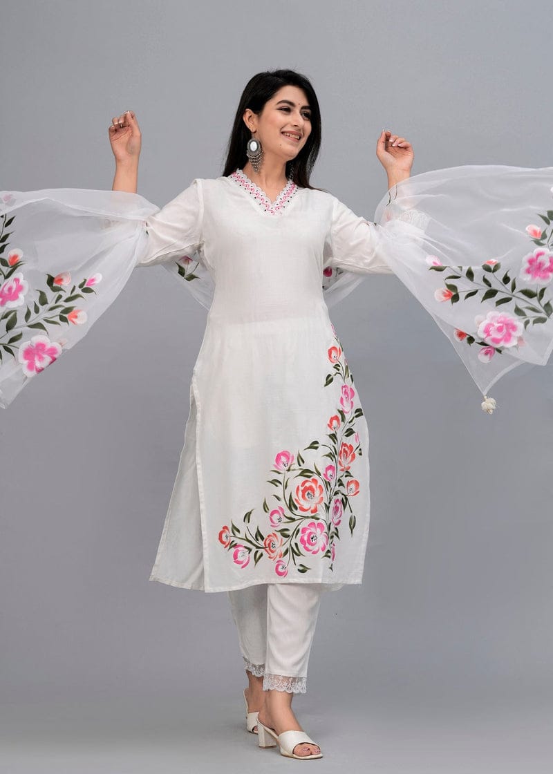 new3 pc flower Embroidery dress