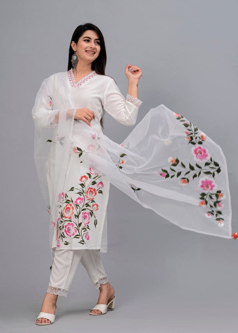 new3 pc flower Embroidery dress