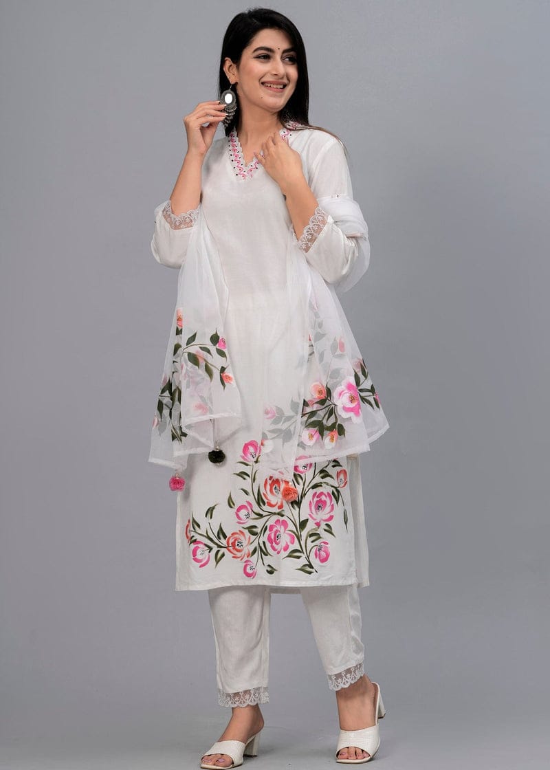 new3 pc flower Embroidery dress