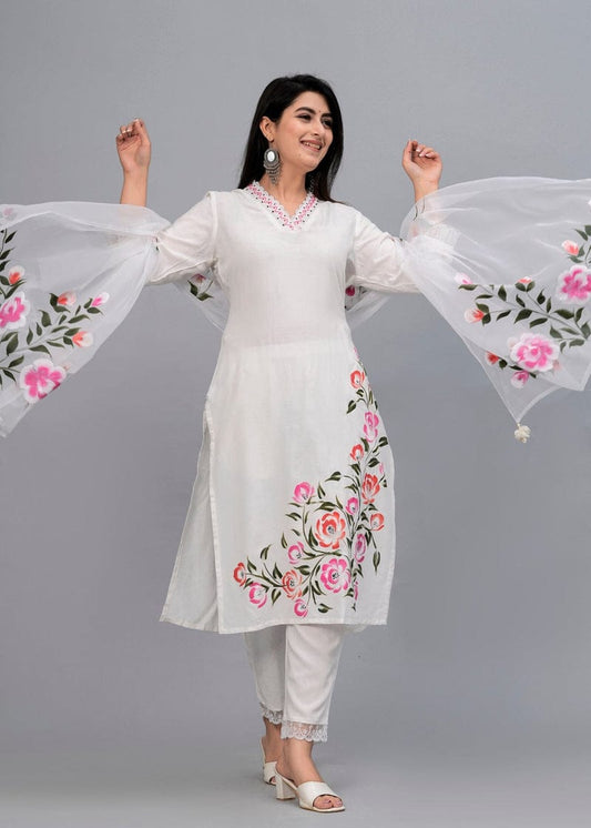 new3 pc flower Embroidery dress